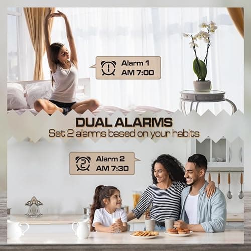 Königswerk Small Digital Alarm Clock, Mirror Surface LED Electronic Clocks with Large Display, Adjustable Brightness and Snooze Model for Bedroom, Desk, Office, White Digit thumbnail 5