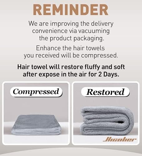 Hicober Microfiber Hair Towel Wrap, Fast Drying Hair Towels for Women, Soft Lightweight Quick Dry Turban for Curly & Long Hair–3 Pack(Blue/Grey/Pink) thumbnail 8