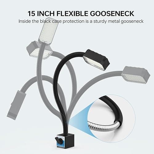 Magnetic Work Light, 1300 Lumens Led Machine Light with Strong Magnetic Base, Flexible Gooseneck Magnetic Lamp for Lathe and Drill Press, 10W 120V thumbnail 4