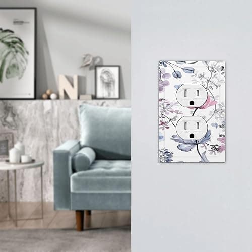 Naiqadnehz Outlet Covers Watercolor Floral Pink Blue Purple 1 Gang Duplex Light Switch Cover Plate Decorative Switch Plate Covers Electrical Socket Cover for Home living Room Decor thumbnail 7