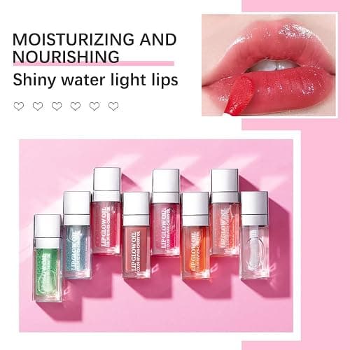 Hydrating Lip Glow Oil, Lip Oil Gloss Transparent Toot Tinted Nourishing Long Lasting Repairing Lightening Lip Lines (CLEAR) 0.2 OZ thumbnail 4