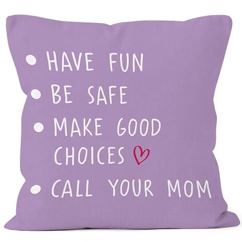 MONALET Purple Call Your Mom Dorm Throw Pillow Covers 18x18, Back to School Decor Pillow Cases Gifts for Classroom Teen Girl Dorm Room Bedroom, Freshman College Pillowcases for Couch Bed Sofa - Image 1