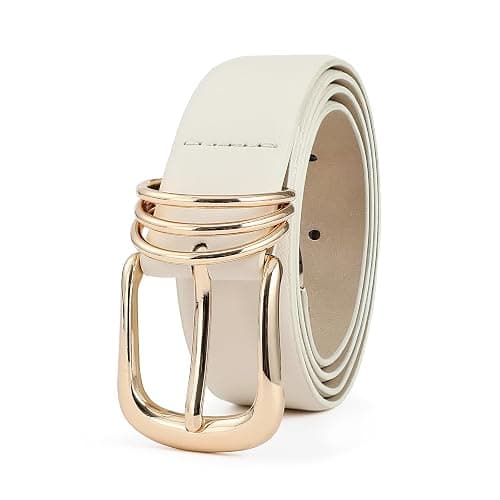 RISANTRY Women's Leather Belts with Gold Buckle Fashion Leather Waist Belt Elegant Ladies Belts for Jeans Gifts for Women thumbnail 2