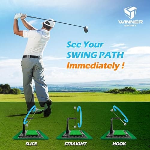 WINNER SPIRIT Real Swing 300 Golf Swing & Hitting Trainer, True Impact, Checking Path After Swing Practice Mat Groover Training Aid, Height Adjustable thumbnail 3