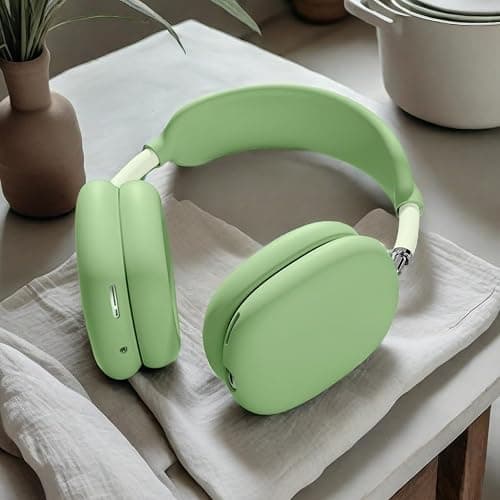 Silicone Case Cover for AirPods Max Headphones，Anti-Scratch Ear Cups Cover/Ear Pad Case Cover/Headband Cover 3 in 1 Accessories Silicone Protector for Apple AirPods Max（Green） thumbnail 5