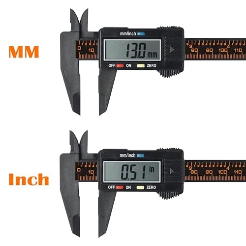 FineSource Electronic Digital Caliper Inch/Metric Conversion 0-6 Inch/150 mm Carbon Fiber Gauge Micrometer Extra Large LCD Screen Auto Off Featured Measuring Tool (Black) thumbnail 5
