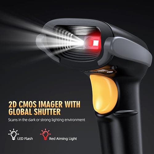 TEEMI 2D Barcode Scanner USB Wired Virtual COM Handheld Automatic QR Data Matrix PDF417 Maxi IMB bar Codes Imager Global Shutter Computer Screen Scan for Windows Mac and Linux PC POS, No Stand thumbnail 8