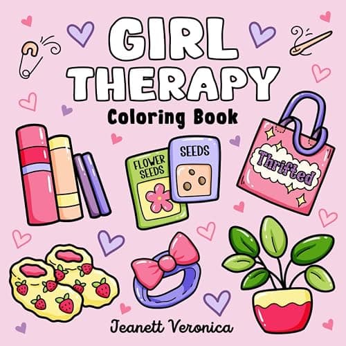 Girl Therapy Coloring Book: Bold and Easy Designs for Adults and Teens, Simple, Cozy Illustrations for Self-Care & Relaxation (Bold & Easy) - Image 1