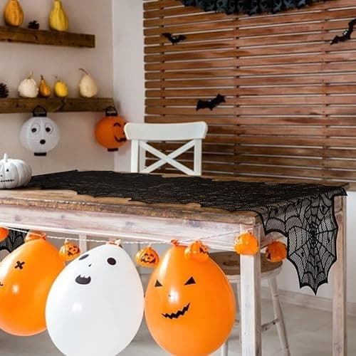 Halloween Table Runner, Black Lace Spider Web Table Runners for Halloween Decor/Party Dinner Table Decoration 18 x 72Inch thumbnail 5
