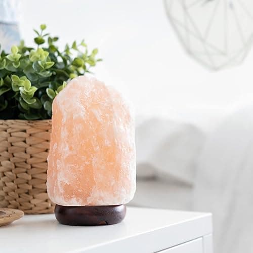 7 Inch Himalayan Salt Lamp with Dimmer Cord - Night Light Natural Crystal Rock Classic Wood Base Authentic from Pakistan thumbnail 5