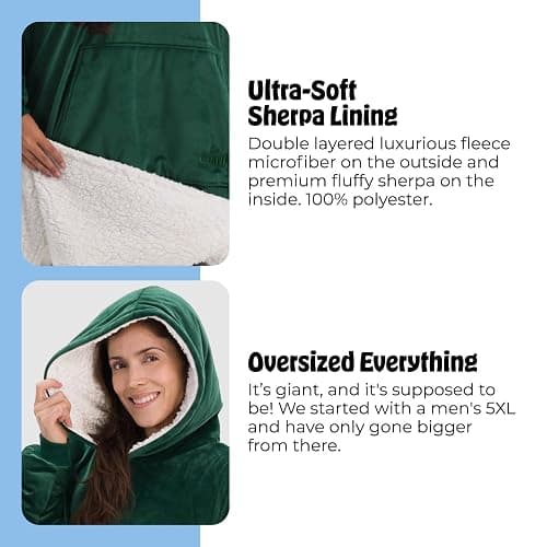 THE COMFY Original | Sherpa Lined Microfiber Fleece Wearable Blanket, Oversized Design with Hood and Pocket from Shark Tank thumbnail 4
