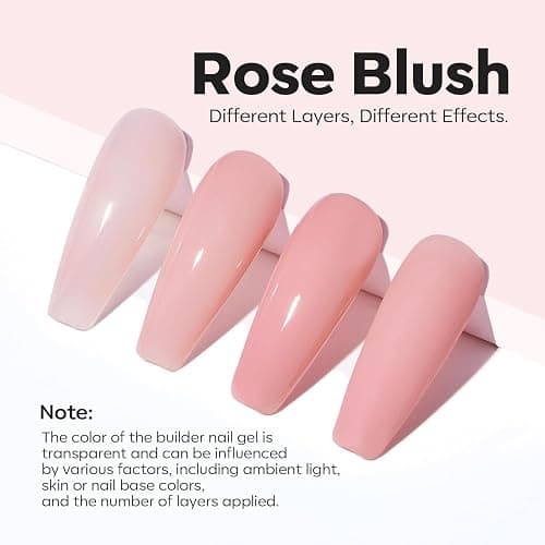 Modelones Builder Nail Gel, Pink Builder Gel for Nails, Hard Gel Builder Nail Extension Gel Base False Nail Tips Glue Builder Gel in a Bottle 15ML thumbnail 5