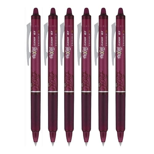 PILOT FriXion Ball Clicker Retractable Erasable Gel Pen, Fine Point, 0.7mm, Burgundy Ink, 6 Count - Image 1