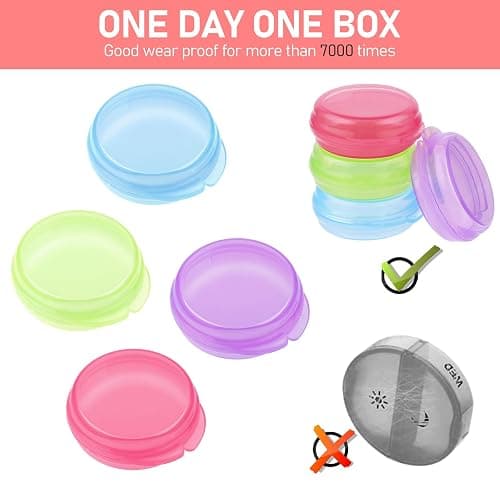 4 Pcs Mini Pill Organizer Small Pill Box Cute Portable Pill Case for Pocket Purse Travel Storage Containers Earplug Case Medicine Dispenser Vitamin Holder(Blue+Pink+Purple+Green) thumbnail 7