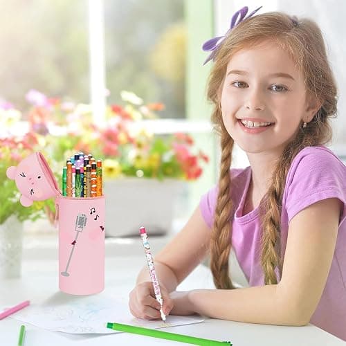 GDFJBG Kawaii, Estuche Escolar de Silicona Blanda 2 en 1, Diseño de Dinosaurio Extensible con Forma Moldeada Portalápices de Mesa, Cremallera, Forma Moldeada (Cerdito) thumbnail 2