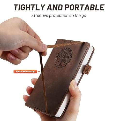 BIYUNRO Small Pocket Notebook, Leather Journal Mini (Brown) thumbnail 4