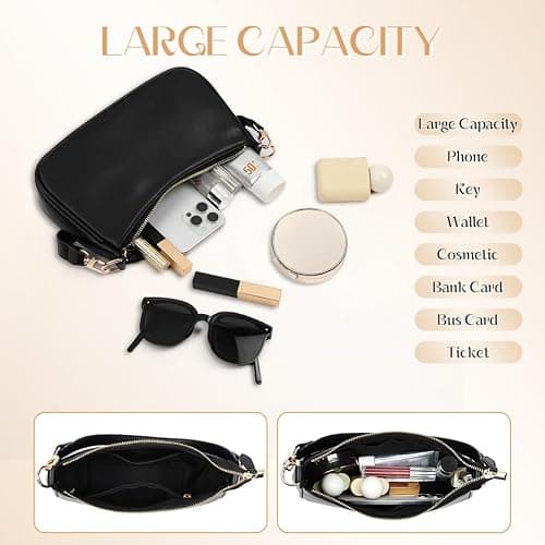 Aucuu Shoulder Bag for Women, Clutch Purse with Chain, PU Leather Shoulder Bag for Women, Handbag, Crossbody Bag, Crescent Hobo Bag Gift for Birthday and Anniversary thumbnail 6