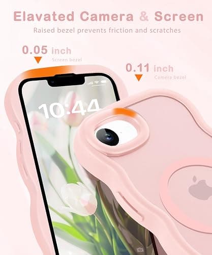 Amzfield Magnetic for iPhone 16e for iPhone 17e Case, Compatible with Magsafe Wavy Frame Cute Design Translucent Matte Hard Back Silicone Phone Case for iPhone 16 e for iPhone 17 e Women Girls, Pink thumbnail 4
