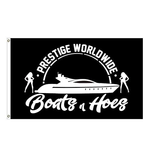 Prestige Worldwide Flag Boats & Hoes Banner Flag With Two Yellow Buttonholes for Bar Beer House College Dorm Room Man Cave Tailgates and Parties - Image 1