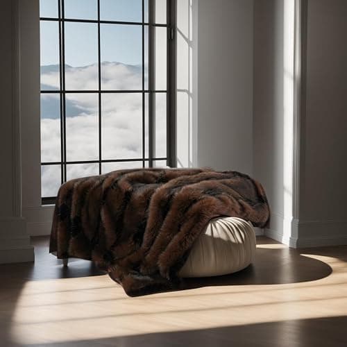 inchgrass Fox Faux Fur Blanket Luxury Fur Throw Blanket Sofa Fluffy Blanket Super Warm Elegant Cozy Fuzzy Throw Blankets for Couch,Armchair and Bed Washable Plush Blankets 74"x60" Brown Throw Blanket | Luxury Fur Throw Blanket, Super Warm, Plush Blankets, Cozy, Elegant, Fuzzy, Washable, Sofa Fluffy Blanket, Couch, Bed - Image 1