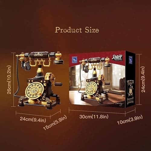 PANTASY Retro Phone Building Blocks Set for Adults, Vintage DIY Telephone Model Kit with Realistic Design, Creative Home Decor Gift, Ideal Gifts for Collectors & Hobbyists thumbnail 2