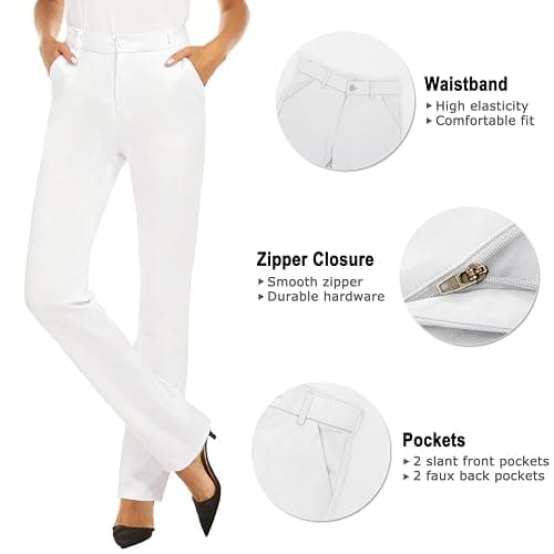 iChosy Women's Stretchy Straight Leg Dress Work Pants Business Office Casual Slacks with Pockets thumbnail 7