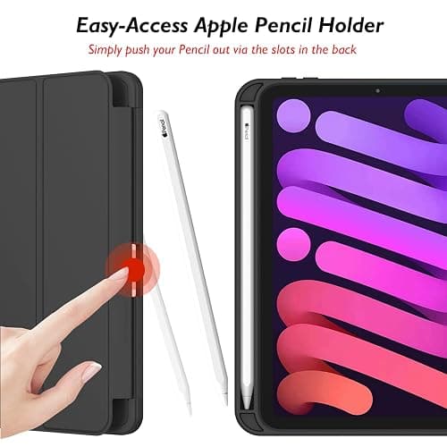 iMieet iPad mini 7 Case 2024 (A17 Pro), iPad mini 6 Case (8.3-Inch,2021 Model), iPad mini 7th/6th Generation Case with Pencil Holder, Trifold Stand Smart Case with Soft TPU Back,Black thumbnail 3