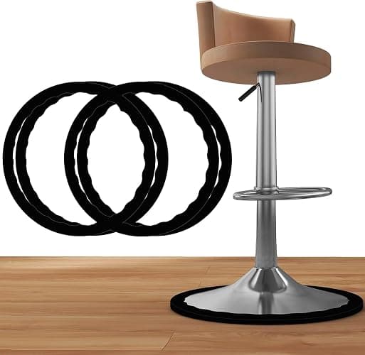 4 Pack Bar Stools Leg Protectors Ring, Non Slip Silicone Chair Leg Floor Protector, Pads Bottom Protect Wooden Floor No Scratches No Noise Anti-Slip, Stretchable Fits 16.5" to 18.5" Chair Base, Black - Image 1