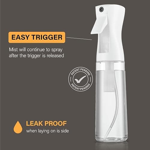 2 Pack Continuous Spray Bottle for hair - 10 Oz Ultra Fine Mist Sprayer | Water Spray Bottle For Hair Mister Spray Bottle | Hair Spray Bottles For Hairstyling, Cleaning, Salons (2pk 10oz) thumbnail 2