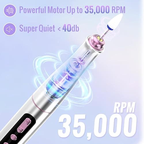 Denabuty Cordless Electric Nail Drill Machine, 13 in 1 Nail File Kit 35000RPM Professional Portable Rechargeable E File for Acrylic Polish Gel Removal Manicure Pedicure Set with 5 Speeds DN-2402 thumbnail 3