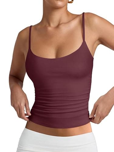 PINKMSTYLE Women's Basic Double Lined Scoop Neck Tank Tops Summer Cami Top | Adjustable Spaghetti Strap,Soft Skin Stretch,Slim Fit for Everyday Wear - Image 1
