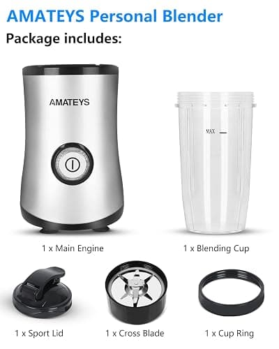 Amateys Personal Blender with Button,350W Professional Kitchen Blender for Smoothies and Shakes,Portable Smoothie Blender,Easy Cleaning&Operation,Suitable for Carrying or Storage - Personal Blender thumbnail 3