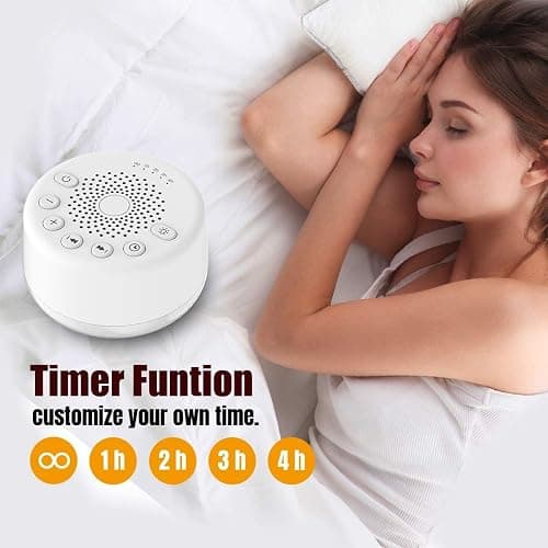 Sound Machine Easysleep White Noise Machine with 25 Soothing Sounds and Night Lights with Memory Function 32 Levels of Volume and 5 Sleep Timer Powered by AC or USB for Sleeping Relaxation (White) thumbnail 6