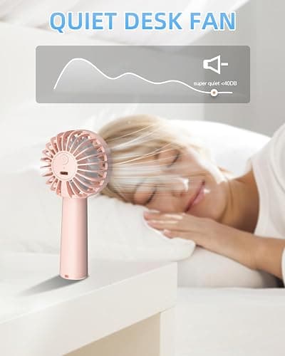 Handheld Fan, Portable Mini Fan 3 Speeds, 1800mAh Small Hand Fan Battery Operated, Personal Makeup Eyelash Fan USB Rechargeable, Gifts for Stylish Girls Women Kids,Pink thumbnail 7