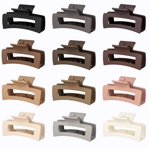 Sisiaipu 3.5 Inch Medium Hair Claw Clips 12 Pcs Square Claw for Thick and Thin Hair Rectangular Rectangle Hair Clips Jaw Clips Bulk Hair Accessories for women and Girls (Regular) thumbnail 2