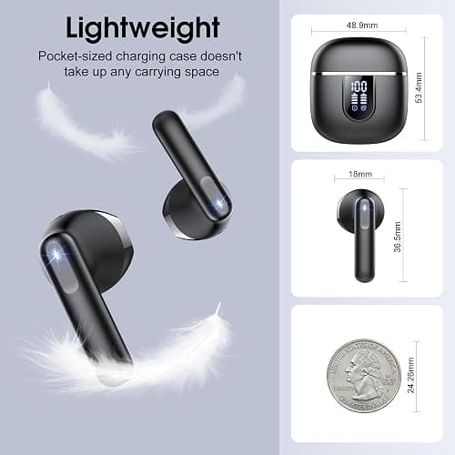 Wireless Earbuds, Bluetooth Ear Buds 5.4 Mini HiFi Stereo with 4 ENC Noise Cancelling Mics Wireless Headphones, 40H in Ear Earphones, USB C, IP7 Waterproof Bluetooth Headphones for Sports, Workout thumbnail 6