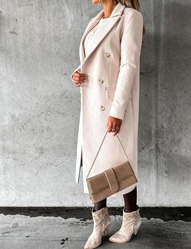 IDEALSANXUN Womens Long Wool Coat Double Breasted Trench Coat Fall Winter Clothes thumbnail 3