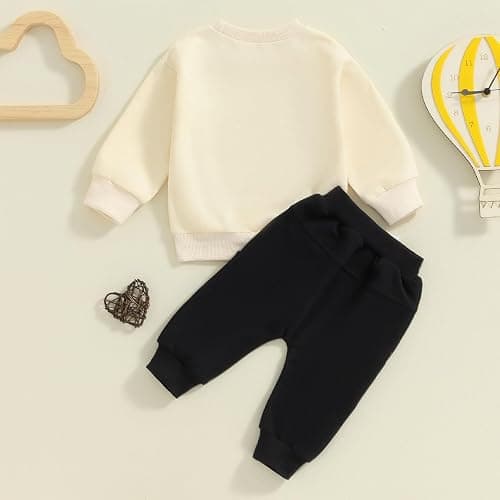 Toddler Baby Boy Fall Winter Clothes Mamas Little Boy Outfit Letter Long Sleeve Sweatshirts and Jogger Pants Set thumbnail 3