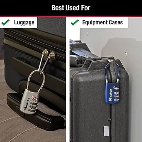 Master Lock Padlock, Set Your Own Combination TSA Locks for Luggage, Travel Zipper Lock with Cable Shackle is 1-3/16 in. Wide, Colors May Vary, 4688T, 2 Count (Pack of 1) thumbnail 5