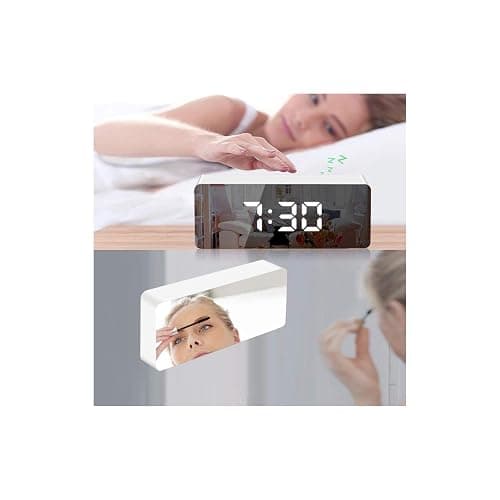 TFUFR Alarm Clock, Digital Alarm Clock 3" LED Display with Light Sensing Dimming Mode, Snooze, Adjustable Brightness, Bedside Clock for Bedroom Living Room Home Decor, White thumbnail 5