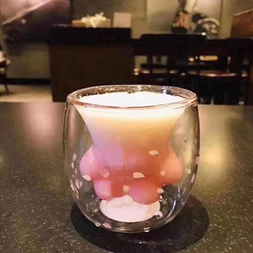 Sakura Leaves Cat Paw Glass Cup  thumbnail 5