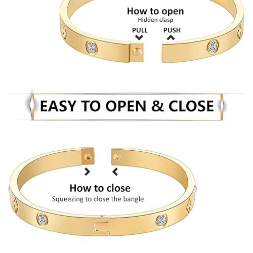 RIMRIVA 18K Gold-plated Bracelets for Women Friendship Love Bangle Bracelets Stainless Steel Bracelet Jewelry Birthday Gifts for Women Stocking Stuffers thumbnail 4