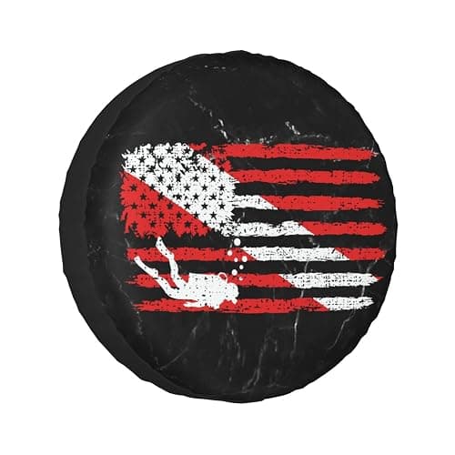Vintage American Diver Down Flag USA Scuba Diving Dive Flag Tire Cover 14" 15" 16" 17" Personalized Waterproof Spare Wheel Cover Fit for Car Jeep RV SUV Truck - Image 1