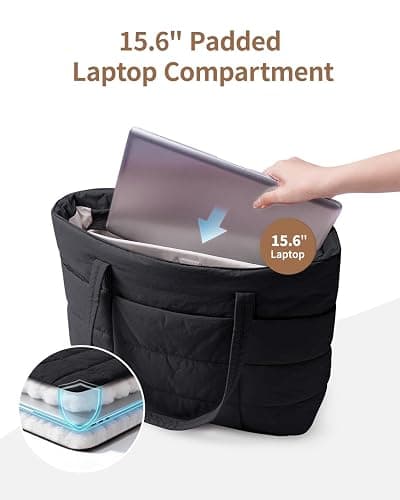 Narwey Tote Bags for Women, Puffer Work Tote Bag Women for Travel, Gym, Beach, Nurse with Cup Holder & Laptop Compartment thumbnail 6