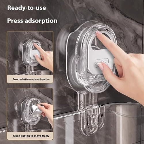 Firmstaunch Suction Cup Storage, Firmstaunch Wall Organizer, No-Drill Bathroom Suction Storage Box–large Capacity & Strong Load-Bearing, Plastic Shower Caddy Portable (Q) thumbnail 4