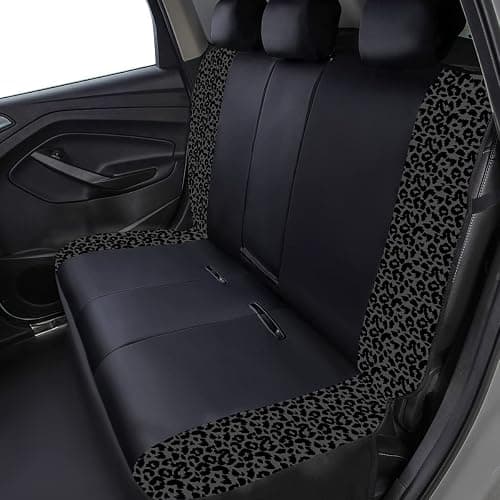Flying Banner Carbon Fiber Leather Vehicle Seat Covers, Leopard Gray Black, Universal Fit - 8PCS thumbnail 5