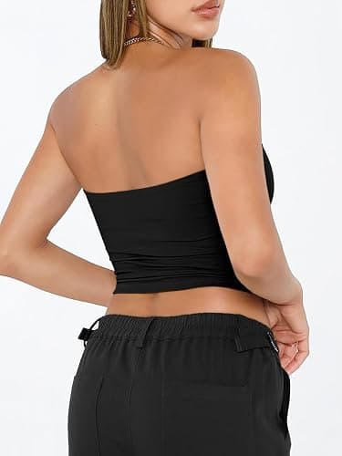 Trendy Queen Womens Tube Tops Strapless Crop Tops Basic Backless Sleeveless Going Out 2026 Spring Outfits Summer Clothes thumbnail 5