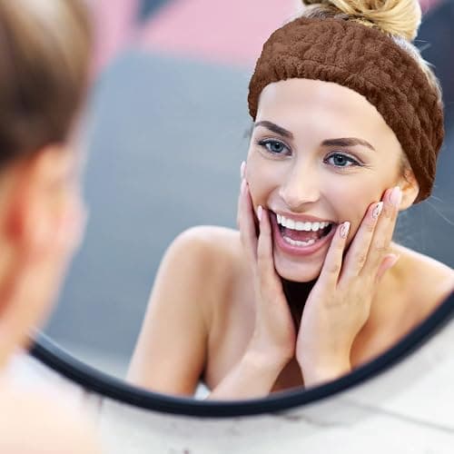 Chuangdi 3 Pieces Spa Headband for Women Facial Makeup Headband Soft Terry Cloth Hairband for Washing Face Mask Spa Shower Gifts(Pink, Gray, Dark Brown) thumbnail 4