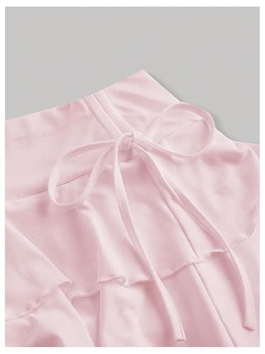 PRSFPN Women's Y2k Mini Ruffle Skirts with Shorts Tiered Layers Cute Elastic Waist Coquette Skort Drawstring Side Bow Tie thumbnail 7