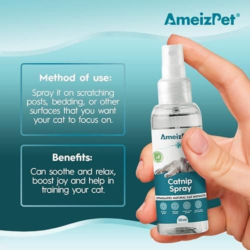 AmeizPet Catnip Spray for Cats, Cat Scratching Sprays, Transparent Cat & Kitten Behaviour Spray 50 ml (1.69 Oz) thumbnail 4